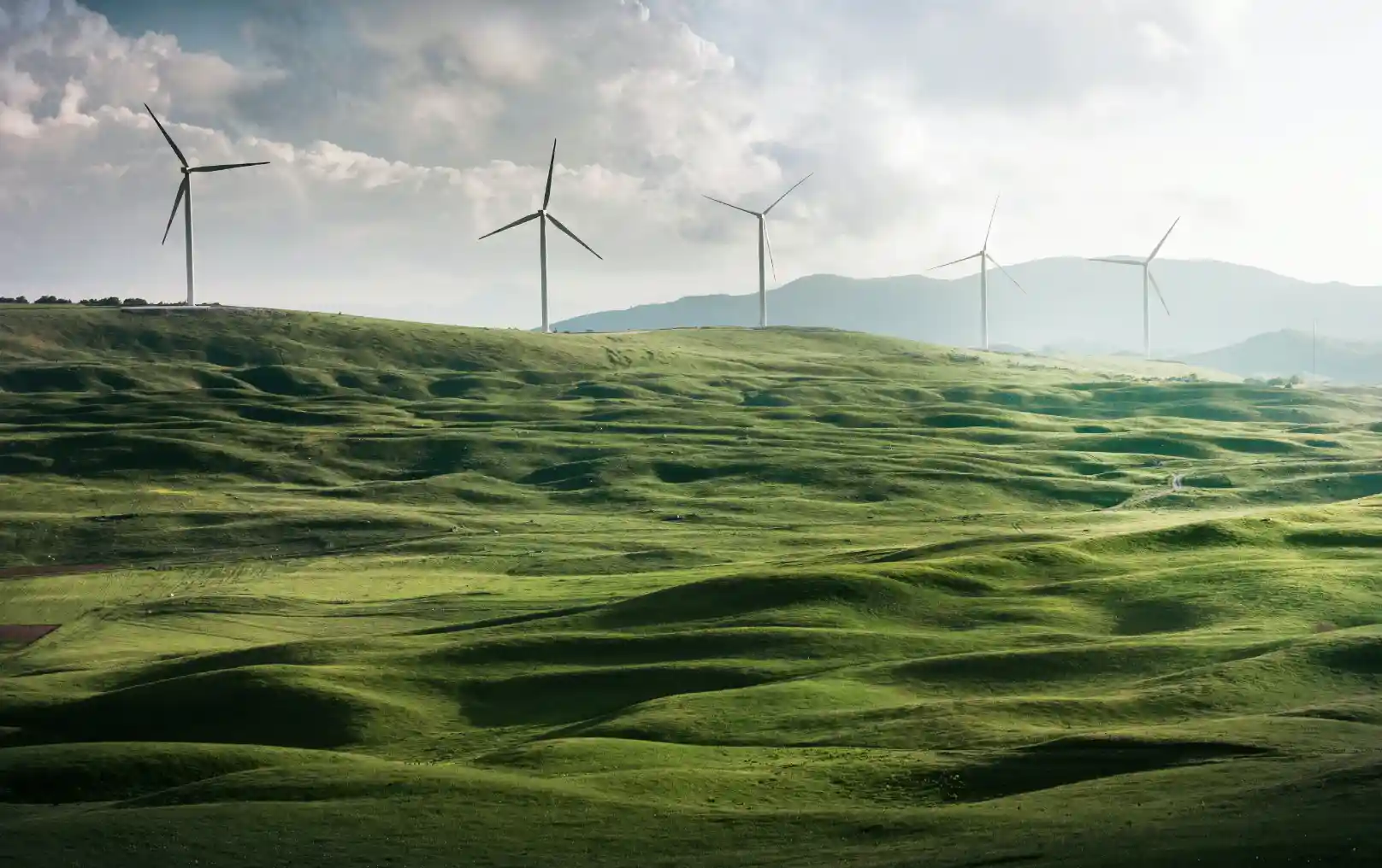 Wind turbines on hills